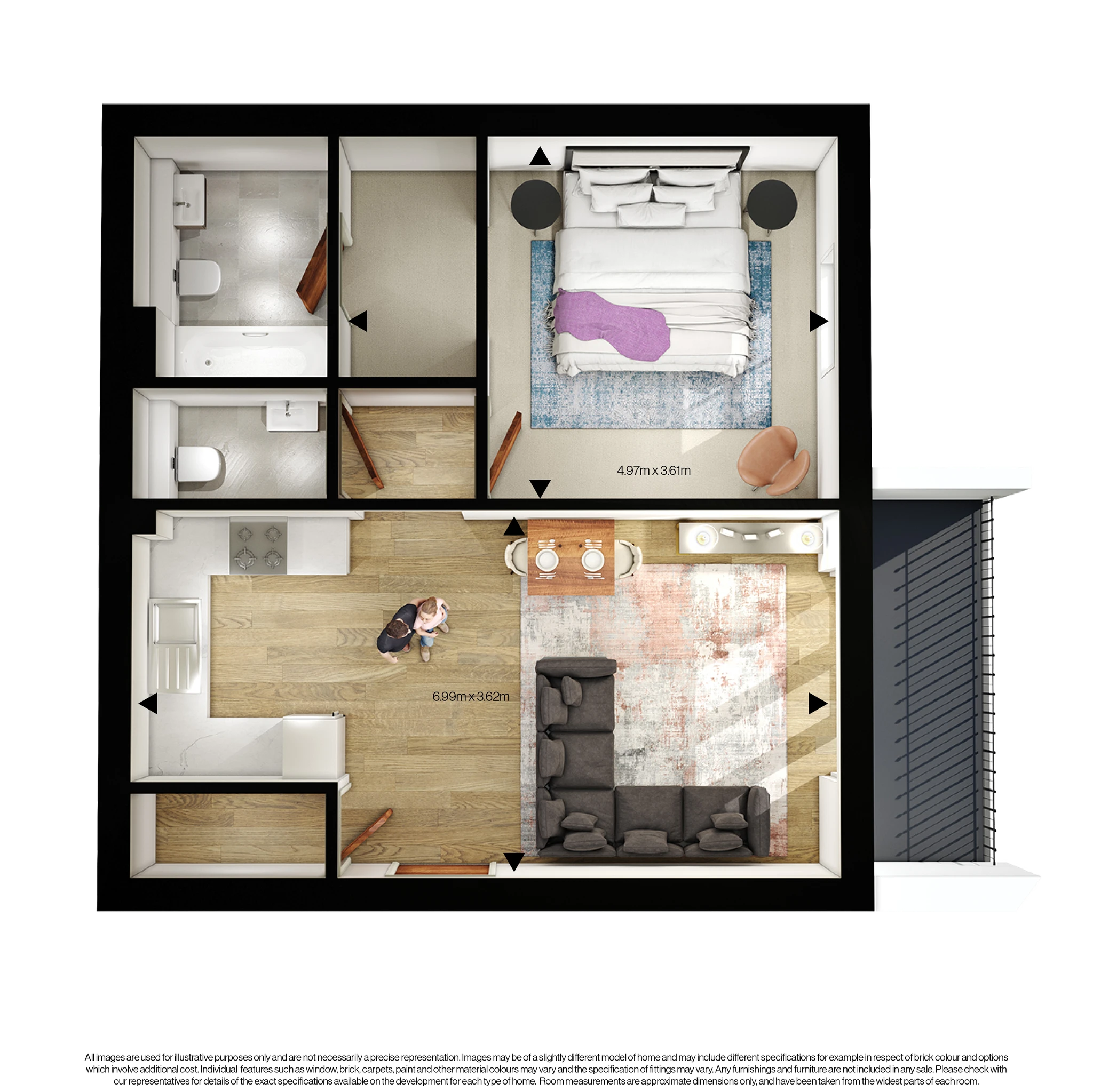 3D floor plan for number 3 and 8 Vicarage court